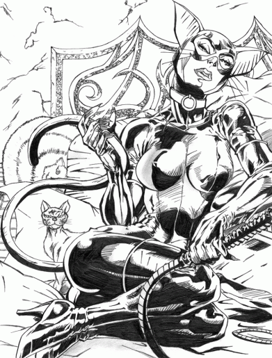 Catwoman hecha con lápices ...