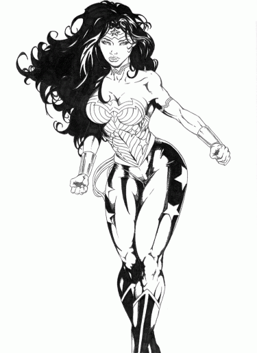 Wonder Woman a lápiz y tint...